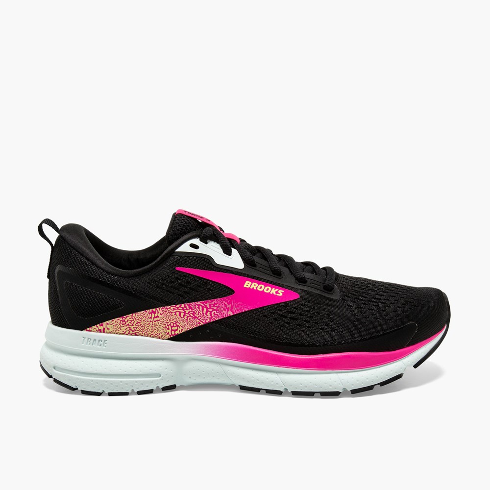 Chaussures Running Route Brooks Trace 3 Noir Bleu Rose Femme | ZCU-6083992